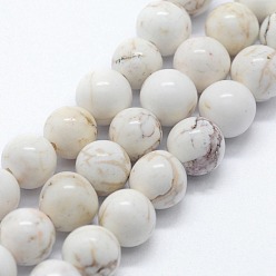 Magnesite Natural Magnesite Beads Strands, Round, 8mm, Hole: 0.8mm, about 47pcs/strand,  14.96 inch(38cm)