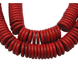 Red Synthetic Howlite Beads, Dyed, Heishi Beads, Disc/Flat Round, Red, 20x3mm, Hole: 1mm, about 450pcs/kg