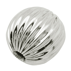 Stainless Steel Color Stainless Steel Corrugated Beads, Steel 304, Round, Size: about 8mm in diameter, hole: 2mm
