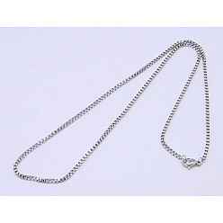 Stainless Steel Color Great Valentines Day Gift 304 Stainless Steel Box Chain Necklaces, Stainless Steel Color, 20 inch(50.8cm), 2mm