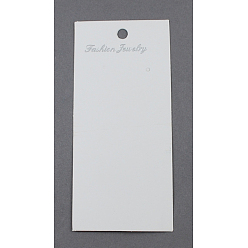 White Paper Earring Display Card, Rectangle, White, Size: about 90mm long, 50mm wide.