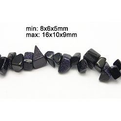 Midnight Blue Gemstone Beads Strands, Synthetic Goldstone, Midnight Blue, 8~16x6~10x5~9mm