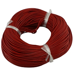 Roja Cordón de cuero de vaca, cable de la joyería de cuero, material de toma de bricolaje joyas, rondo, teñido, rojo, 2 mm