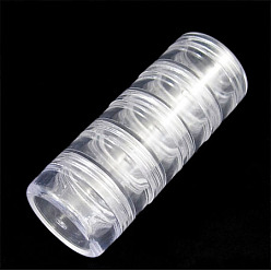 Clear Plastic Bead Containers, Round, 5 Vials, about 3cm in diameter, 7.7cm high, Capacity: 5ml(0.17 fl. oz)
