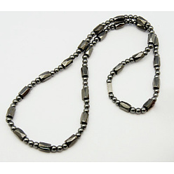 Dark Gray Magnetic Hematite Necklaces, with Brass Screw Clasps, Size: about 19.8 inch long, Beads: about 4~5mm wide, 3~8mm long.