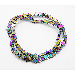 Colorful Non-Magnetic Synthetic Hematite Beads Strands, AB Color, Christmas Star, Colorful, Size: about 6mm in diameter, 2mm thick, hole: 1mm, 83pcs/strand, 6.7 inch