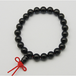Noir Agate bracelet, pour chapelet, noir, diamètre intérieur: 2-1/8 pouce (5.4 cm)