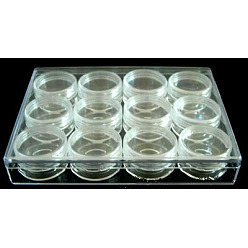 Clear Plastic Beads Containers, 12 Compartments, Rectangle, Clear, 16x12x2.8cm, Capacity: 10ml(0.34 fl. oz)