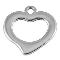 Nickel CCB Plastic Pendants, Great for Mother's Day Projects, Heart, Nickel Color, Size, about 18mm long, 18mm wide, 2mm thick, hole: 2mm