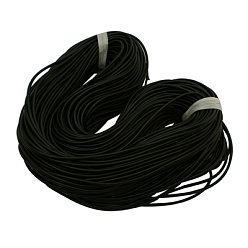 Black Solid Synthetic Rubber Beading Cord, Black, Round, No Hole, Black, 1.5mm, about about 328.08 yards(300m)/1000g