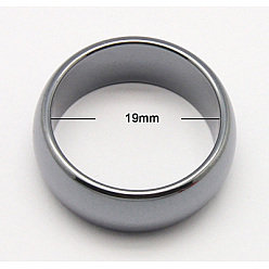 Серый Магнитный синтетический гематит широкий ленточные кольца, серые, Размер : диаметром около 24 мм , толщиной 10 мм , внутренний диаметр: 19 мм