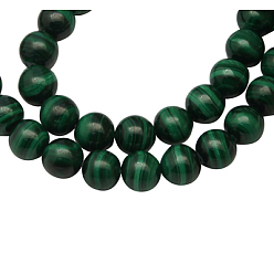 Green Natural Malachite Gemstone Beads Strands, Grade AB, Round, Green, Size: about 6mm in diameter, hole: 0.8mm, 63pcs/strand, 16 inch