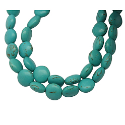 Turquoise Synthetic Howlite Beads, Dyed, Flat Round, Turquoise, 12x6mm, Hole: 1mm, about 1000pcs/kg