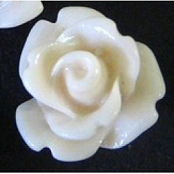 Beige Resin Cabochons, Flower, Beige, Size: about 15mm in diameter, 8mm thick