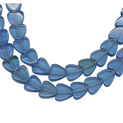 Steel Blue Glass Beads, Imitation Blue Quartz, Heart, Steel Blue, 6x3mm, Hole: 1mm, about 70 pcs/strand, 15.5 inch
