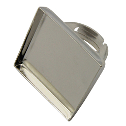 Платина Компоненты латунные кольца, кольцом площадку пустой, для изготовления ювелирных изделий, регулируемый, платина, Размер: Кольцо: о 17 mm внутреннего диаметра, лотка: около 25 mm внутренний широкий, 25 mm Внутренняя долго