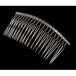 Platinum Iron Hair Comb Findings, Platinum, 37x77mm