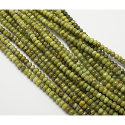 Olive Natural Peridot Beads Strands, Rondelle, Olive, Size: about 6.5mm in diameter, 4.5mm thick, hole: 1mm, about 99pcs/strand, 16 inch