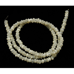 White Natural White Shell Beads Strands, Mother of Pearl Shell Beads, Rondelle, White, about 4mm in diameter, 2mm thick, hole: 1mm, 171 pcs/strand, 16 inch