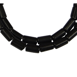 Black Gemstone Beads Strands, Natural Black Stone, Tube, Black, about 3mm wide, 5mm long, hole: 1mm, 79 pcs/strand, 15.5 inch