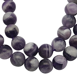 Lila Abalorios de piedras preciosas, amatista naturales, rondo, lila, tamaño: cerca de 8 mm de diámetro, agujero: 0.8 mm, 49 pcs / Hilo, 15.5 pulgada