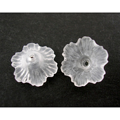 Clear Transparent Acrylic Beads, Frosted, Flower, Clear, 11x4.5mm, Hole: 1mm, about 3800pcs/500g, the wholesale of PL561