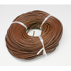 Saddle Brown Cowhide Leather Cord, Leather Jewelry Cord, Dyed, Saddle Brown, 2mm, about 109.36 yards(100m)/bundle