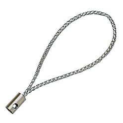 Silver Cord Loop with Alloy Findings and Purl Cord, Silver, about 5cm long, hole: 1.8mm