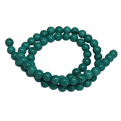 Dark Turquoise Gemstone Beads, Natural Magnesite, Round, Dyed, Dark Turquoise Color, Size: about 6mm in diameter, hole: 1.2mm, 66 pcs/strand, 15.5 inch
