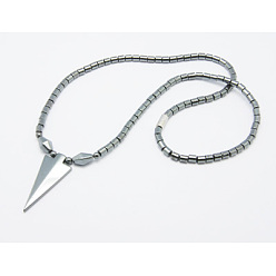 Black Non-Magnetic Synthetic Hematite Necklaces, with Turnbuckle, Gray, Size: about 20.2 inch