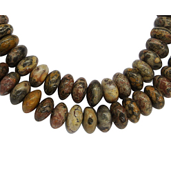 Coloré Brins de perles pierres fines naturelles , peau de léopard jaspe, rondelle, environ 8 mm de diamètre, épaisseur de 4mm, Trou: 1mm, 94 pcs/ brin, 15.5 pouce