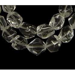 Claro Perlas de vidrio, facetados, pepitas, imitación de cuarzo blanco, Claro, 10x8 mm, agujero: 1 mm, sobre 47 unidades / cadena, 15.5 pulgada