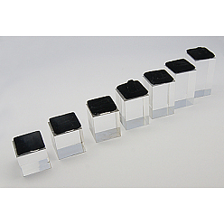 Black Ring Display, Acrylic, with Wool Cover, Cuboid, Clear and Black, about 30mm wide, 30mm long, 30~60mm high, about 7pcs/set