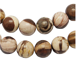 Colorful Natural Australia Zebra Stone Beads Strands, Round, Colorful, 6mm, Hole: 1mm, about 62pcs/strand, 15.7 inch