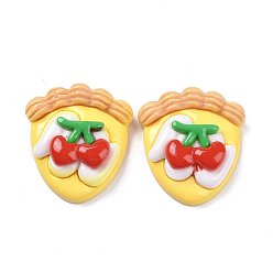Cherry Opaque Resin Cake Decoden Cabochons, Imitation Food, Yellow, Cherry Pattern, 27.5x25x9mm