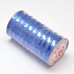 Azul Royal Cuerda de cristal elástica plana, hilo de cuentas elástico, para hacer la pulsera elástica, azul real, 0.8 mm, aproximadamente 10.93 yardas (10 m) / rollo