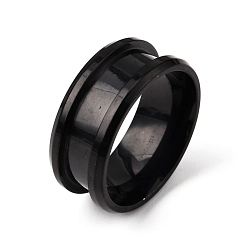 Electrophoresis Black 201 Stainless Steel Grooved Finger Ring Settings, Ring Core Blank, for Inlay Ring Jewelry Making, Electrophoresis Black, Inner Diameter: 16mm, Groove: 4.3mm