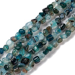 Dark Cyan Natural Agate Beads Strands, Nuggets, Dyed & Heated, Dark Cyan, 5~11x5~12x5~11mm, Hole: 1~1.4mm, about 39~50pcs/strand, 14.17~14.96 inch(36~38cm)
