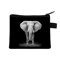 Elephant Realistic Animal Pattern Polyester Clutch Bags, Change Purse with Zipper, for Women, Rectangle, Elephant, 13.5x11cm