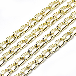 Light Gold Алюминий обуздать цепи, с катушкой, несварные, золотой свет, 6x3.5x1 мм, около 328.08 футов (100 м) / рулон