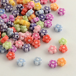 Mixed Color Craft Style Acrylic Beads, Flower, Mixed Color, 7x4mm, Hole: 1.5mm, about 6000pcs/500g