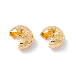 Real 18K Gold Plated Brass Crimp Beads Covers, Cadmium Free & Lead Free, Real 18K Gold Plated, 5.5x4.5x2.5mm, Hole: 2mm