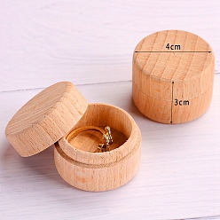 Melocotón de Soplo Caja de anillo de madera redonda, caja de embalaje de regalo de madera, peachpuff, 4x3 cm