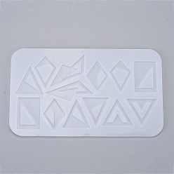 White Geometry Shape Silicone Molds, for DIY Earrings, Pendant Necklace Jewelry Silicone Resin Casting Mold, White, 170x100x4mm, Inner Diameter: 29~52x11~33.5mm