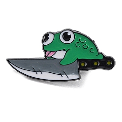 Tool Cartoon Magic Frog Enamel Pins, Black Alloy Brooch for Backpack Clothes, Knife, 14x30x1mm