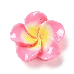 Hot Pink Opaque Resin Cabochons, Plumeria Flower, Hot Pink, 20x20.5x6.5mm