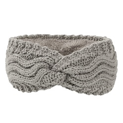 Light Grey Polyacrylonitrile Fiber Yarn Warmer Headbands with Velvet, Soft Stretch Thick Cable Knit Head Wrap for Women, Light Grey, 245x100mm