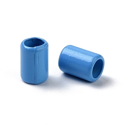 Dodger Azul Perlas de aleación pintadas con aerosol para enchapado en estante de columna para la fabricación de joyas, sin cadmio y níque y plomo, azul dodger, 6.5x4.5 mm, agujero: 3.3 mm