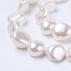 Blanco Cuentas de concha perla hebras, blanco, 13~17x12~16x8~10 mm, agujero: 1 mm, sobre 26 unidades / cadena, 15.5 pulgada