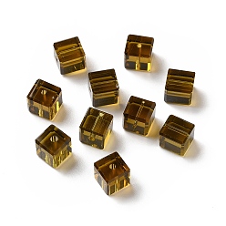 Verge D'or Foncé Verre imitation perles de cristal autrichien, facette, suqare, verge d'or noir, 7.5x7.5mm, Trou: 1mm